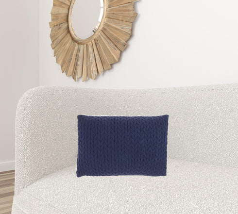 Navy Blue Chunky Braid Lumbar Pillow